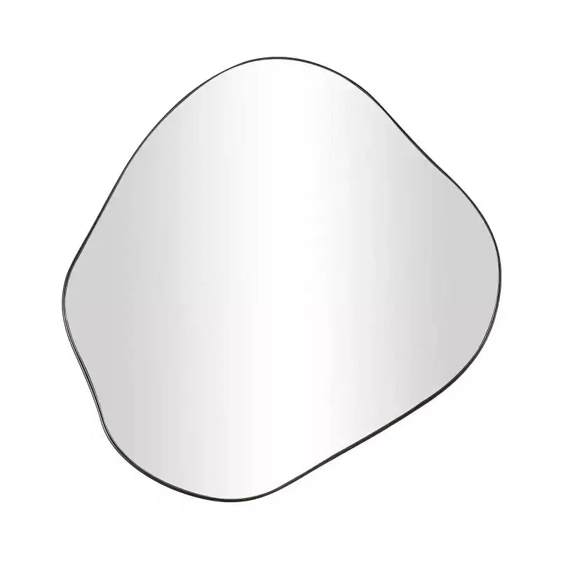 CosmoLiving by Cosmopolitan 28"x31" Metal Abstract Wavy Wall Mirror Black: Oval, No Assembly, Indoor Use, Wall Mount