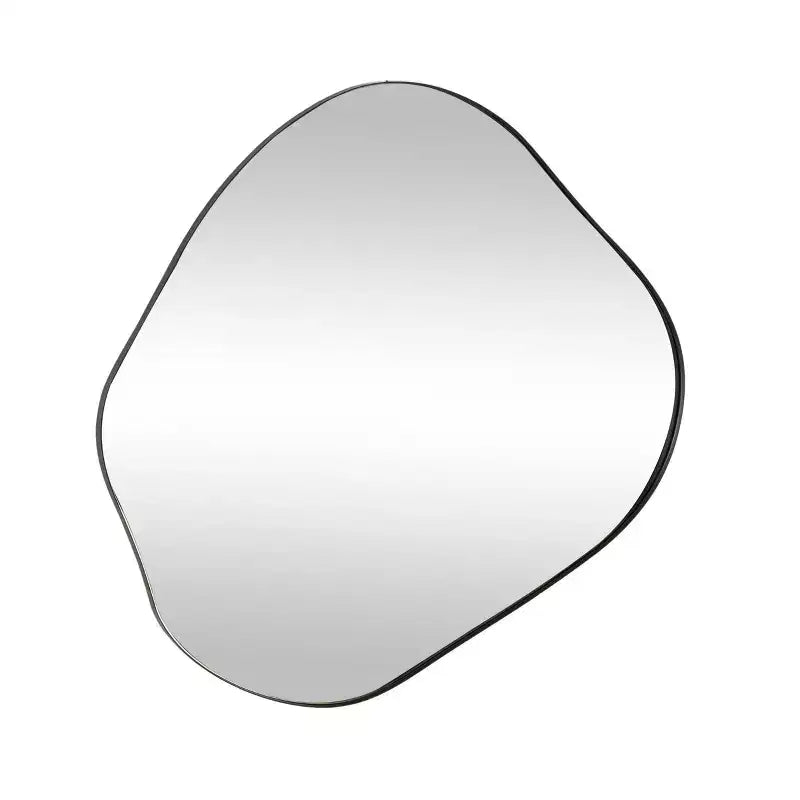 Specchio da parete ondulato in metallo nero ovale – Singolo, da parete