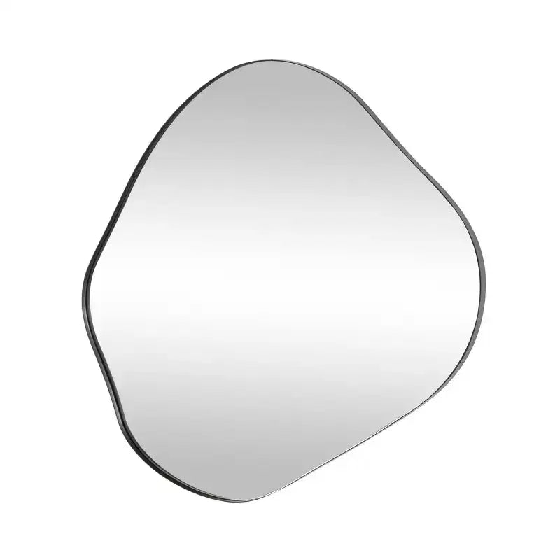 Specchio da parete ondulato in metallo nero ovale – Singolo, da parete