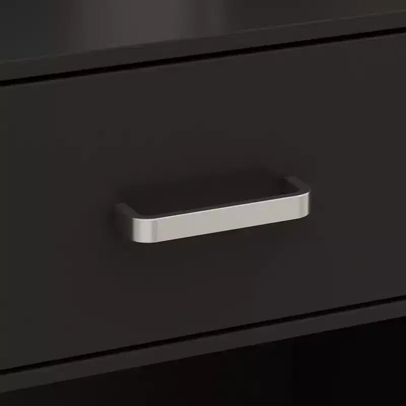 Scrivania reception a L per una persona in nero/bianco marmo/bianco solido