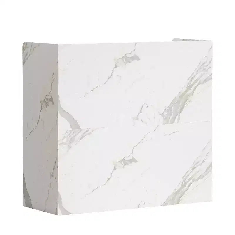 Scrivania reception a L per una persona in nero/bianco marmo/bianco solido