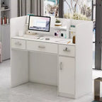 Scrivania reception a L per una persona in nero/bianco marmo/bianco solido