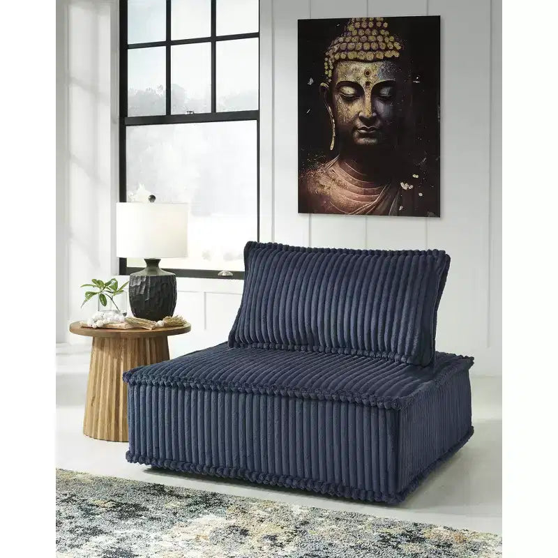 Poltrona modulare bassa accentata senza braccioli blu navy, 1 posto