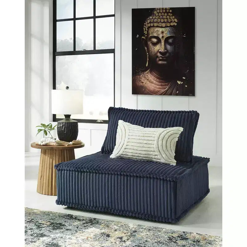 Poltrona modulare bassa accentata senza braccioli blu navy, 1 posto