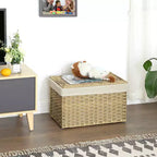 Cesto portaoggetti intrecciato marrone/grigio/naturale con coperchio – 65L, singolo