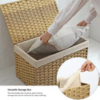 Cesto portaoggetti intrecciato marrone/grigio/naturale con coperchio – 65L, singolo