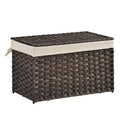 SONGMICS Storage Basket with Lid, 17.2 Gallon (65L) Storage Bin, Woven Blanket Storage Basket with Handles, Foldable, Removable Liner, Metal Frame