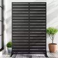 6-Fold Blind Black Galvanized Steel Partition Screen | 183H x 120W x 40D cm