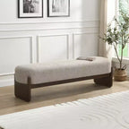 Pouf rettangolare in filato bouclé beige, monoposto, stile moderno