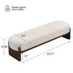 Pouf rettangolare in filato bouclé beige, monoposto, stile moderno