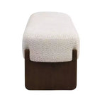 Pouf rettangolare in filato bouclé beige, monoposto, stile moderno