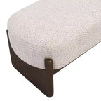 Pouf rettangolare in filato bouclé beige, monoposto, stile moderno