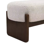 Pouf rettangolare in filato bouclé beige, monoposto, stile moderno