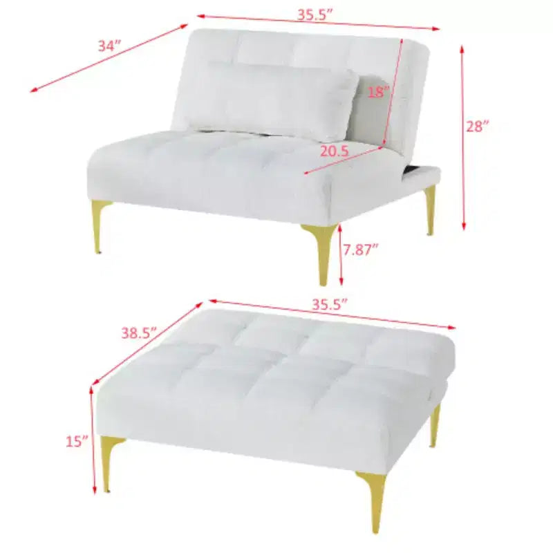 Poltrona Futon Convertible in Tessuto Teddy Beige, Singola