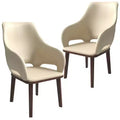 Vivara Collection Set of 2 Leather Dining Chairs with Rubberwood Base and Padded Seat and Back, Modern Accent Chairs for Dining Rooms
