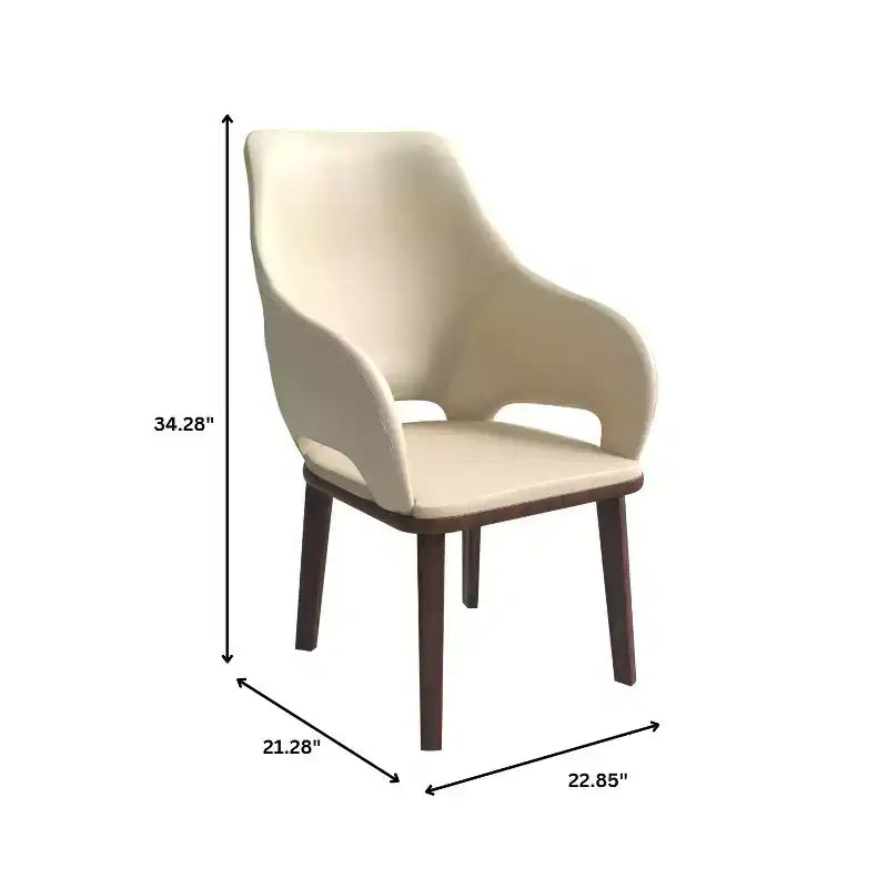 Sedia da pranzo imbottita in pelle marrone con braccioli, set da 2