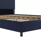 Letto queen size imbottito grigio con piattaforma e porta di ricarica USB, 1-2 persone