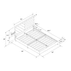 Letto queen size imbottito grigio con piattaforma e porta di ricarica USB, 1-2 persone