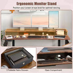 Scrivania regolabile in altezza elettrica Nera/Marrone/Bianca, Singola, con cassetti e supporto per monitor
