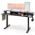 Costway 63 x 24 Electric Standing Desk with 2 Drawers Monitor Stand Storage Shelf Brown/Black/White