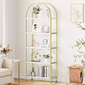 5-Tier Arched Bookshelf  70.8 Tall Freestanding Storage Rack Gold & White for Living Room Bedroom Office