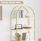 Libreria ad Arco a 5 Ripiani Oro e Bianca, Stile Industriale, Monoblocco
