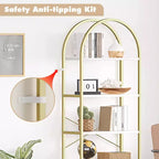 Libreria ad Arco a 5 Ripiani Oro e Bianca, Stile Industriale, Monoblocco