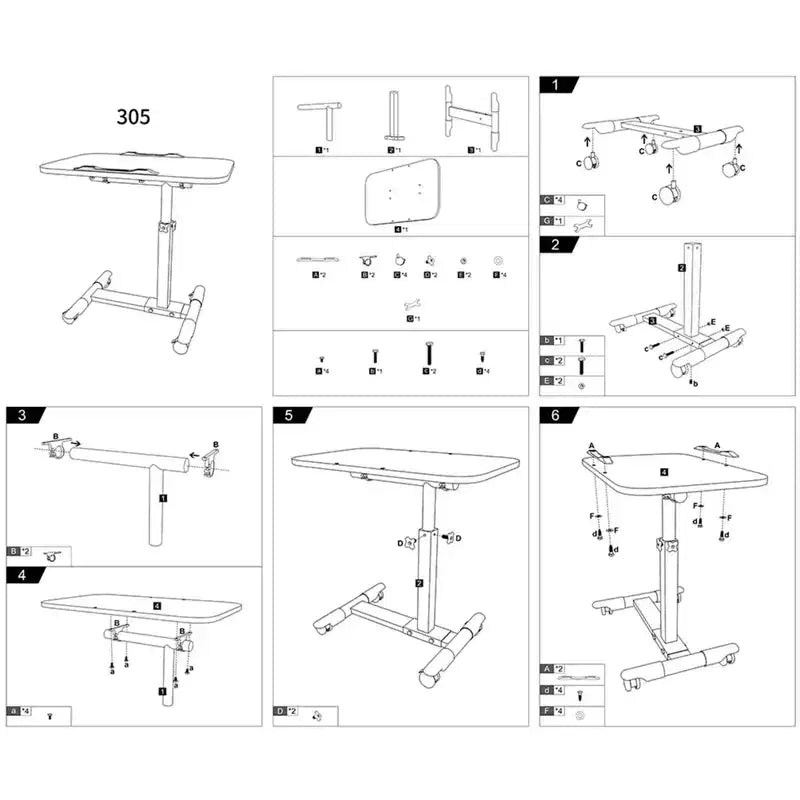 Tavolo regolabile nero/legno per letto – Utente singolo