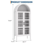 Mobile dispensa da cucina con arco, bianco/nero, con luci LED, ante in vetro e ripiani regolabili, montaggio a 1 persona