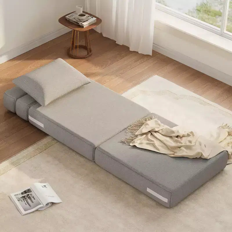 Divano letto pieghevole convertibile grigio scuro/grigio chiaro con cuscino, 1 posto