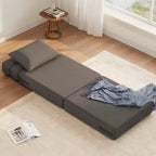 Divano letto pieghevole convertibile grigio scuro/grigio chiaro con cuscino, 1 posto