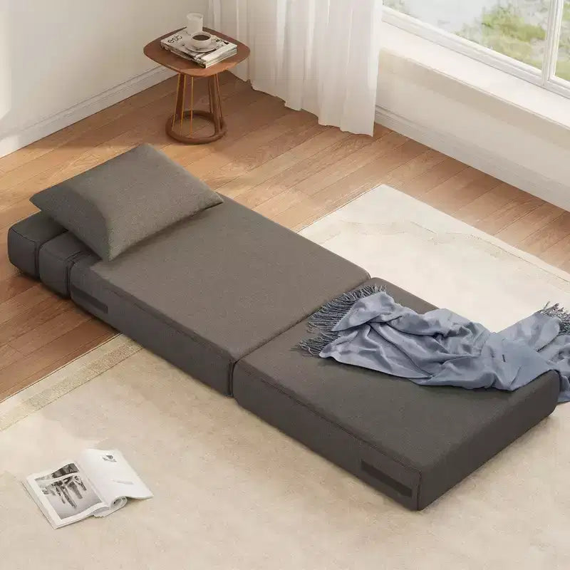 Divano letto pieghevole convertibile grigio scuro/grigio chiaro con cuscino, 1 posto