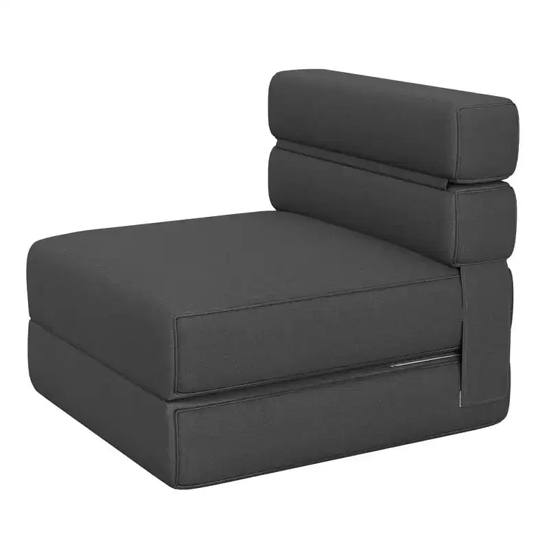 Divano letto pieghevole convertibile grigio scuro/grigio chiaro con cuscino, 1 posto
