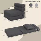 Divano letto pieghevole convertibile grigio scuro/grigio chiaro con cuscino, 1 posto