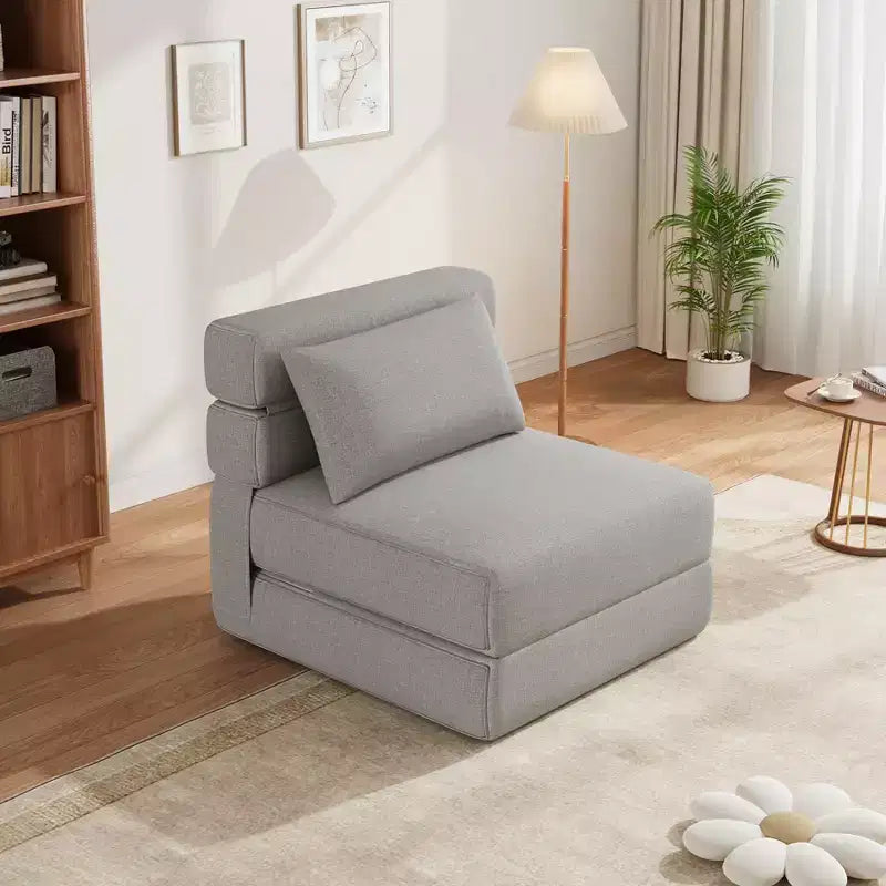 Divano letto pieghevole convertibile grigio scuro/grigio chiaro con cuscino, 1 posto