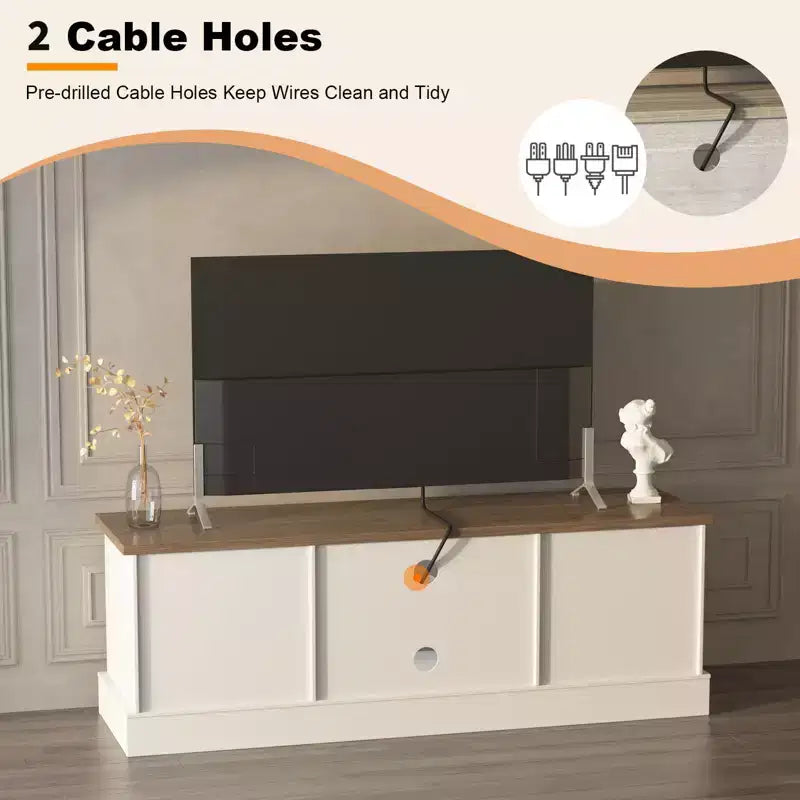 Mobile TV con vano contenitore, Grigio scuro / Bianco+Nero / Bianco+Caffè, 2 ante, adatto per TV fino a 65"