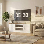 Mobile TV con vano contenitore, Grigio scuro / Bianco+Nero / Bianco+Caffè, 2 ante, adatto per TV fino a 65"