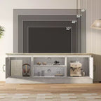 Mobile TV con vano contenitore, Grigio scuro / Bianco+Nero / Bianco+Caffè, 2 ante, adatto per TV fino a 65"