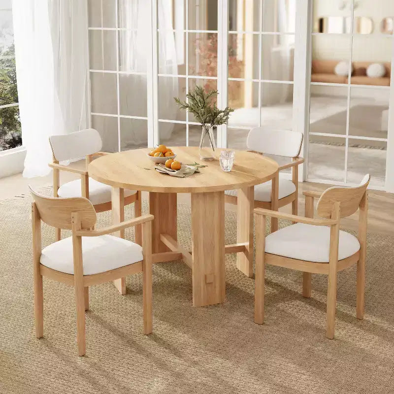 Christopher Knight Home Victoire Farmhouse 5 Piece Rubberwood Upholstered Dining Set