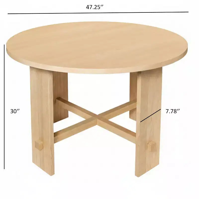 Set da pranzo da 5 pezzi in legno naturale stile rustico, 4 posti