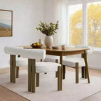Sedia da pranzo senza braccioli in tessuto bouclé beige/grigio, set da 2 pezzi