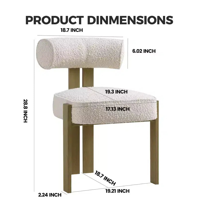Sedia da pranzo senza braccioli in tessuto bouclé beige/grigio, set da 2 pezzi