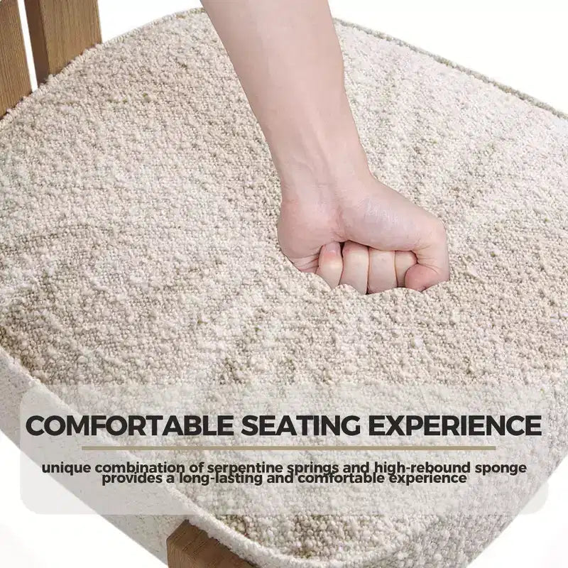 Sedia da pranzo senza braccioli in tessuto bouclé beige/grigio, set da 2 pezzi