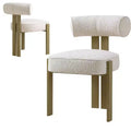 Sedia da pranzo senza braccioli in tessuto bouclé beige/grigio, set da 2 pezzi