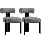 Set of 2 Modern Boucle Accent Dining Chairs | Ergonomic Curved Back, Plush Upholstered Seat & Sturdy Rubber Wood Legs for Dining Room, Kitchen