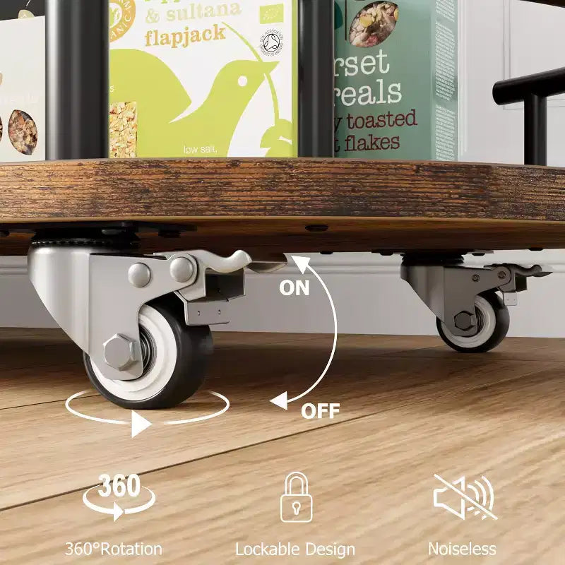 Carrello da bar nero/oro con portabottiglie e porta bicchieri, 4 ripiani