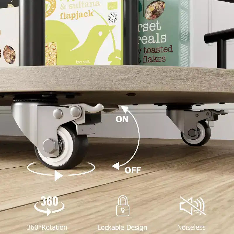 Carrello da bar nero/oro con portabottiglie e porta bicchieri, 4 ripiani
