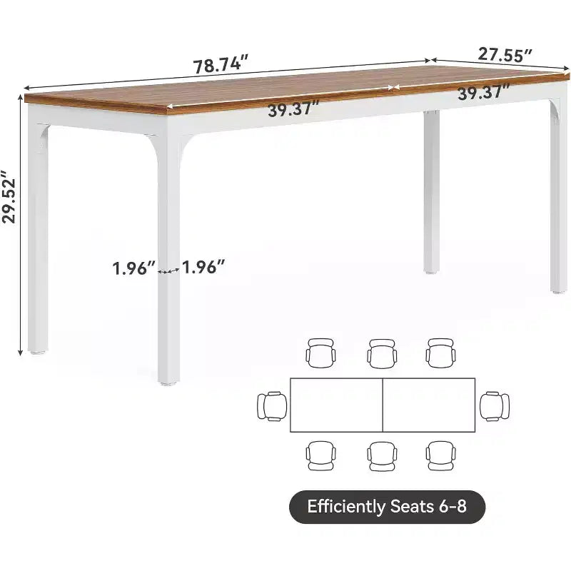 Scrivania doppia da 2 persone in noce e bianco, 199,9 cm