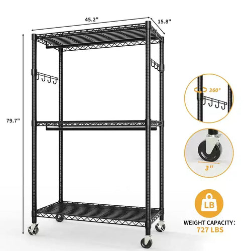 Appendiabiti ad angolo a L nero / argento / bianco – Organizer per vestiti in acciaio per due persone