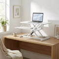 FurnitureR Adjustable Height Laptop Desk with Keyboard Tray, MDF Top Sit Stand Workstation for Home Office, Writing, Reading and Study